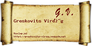 Greskovits Virág névjegykártya
